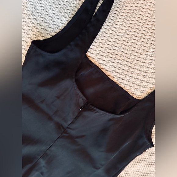 ASTR The Label Coquette Rose Sleek Black Satin Mini Dress - Picture 10 of 14